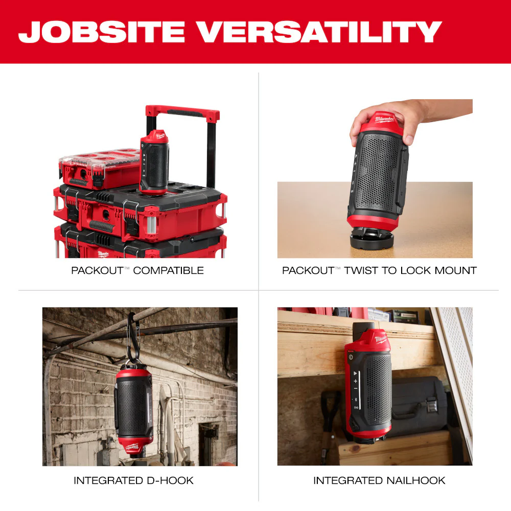 Milwaukee 2955-20 M12 12V PACKOUT Cordless Bluetooth Jobsite Speaker - Bare Tool