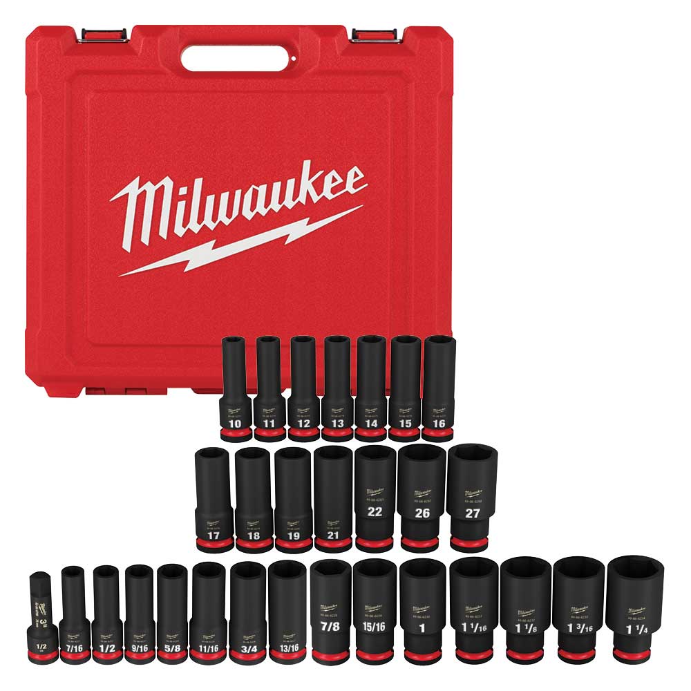 Milwaukee 49-66-7016 SHOCKWAVE 1/2 Impact Duty SAE/Metric Socket Set - 29 PC