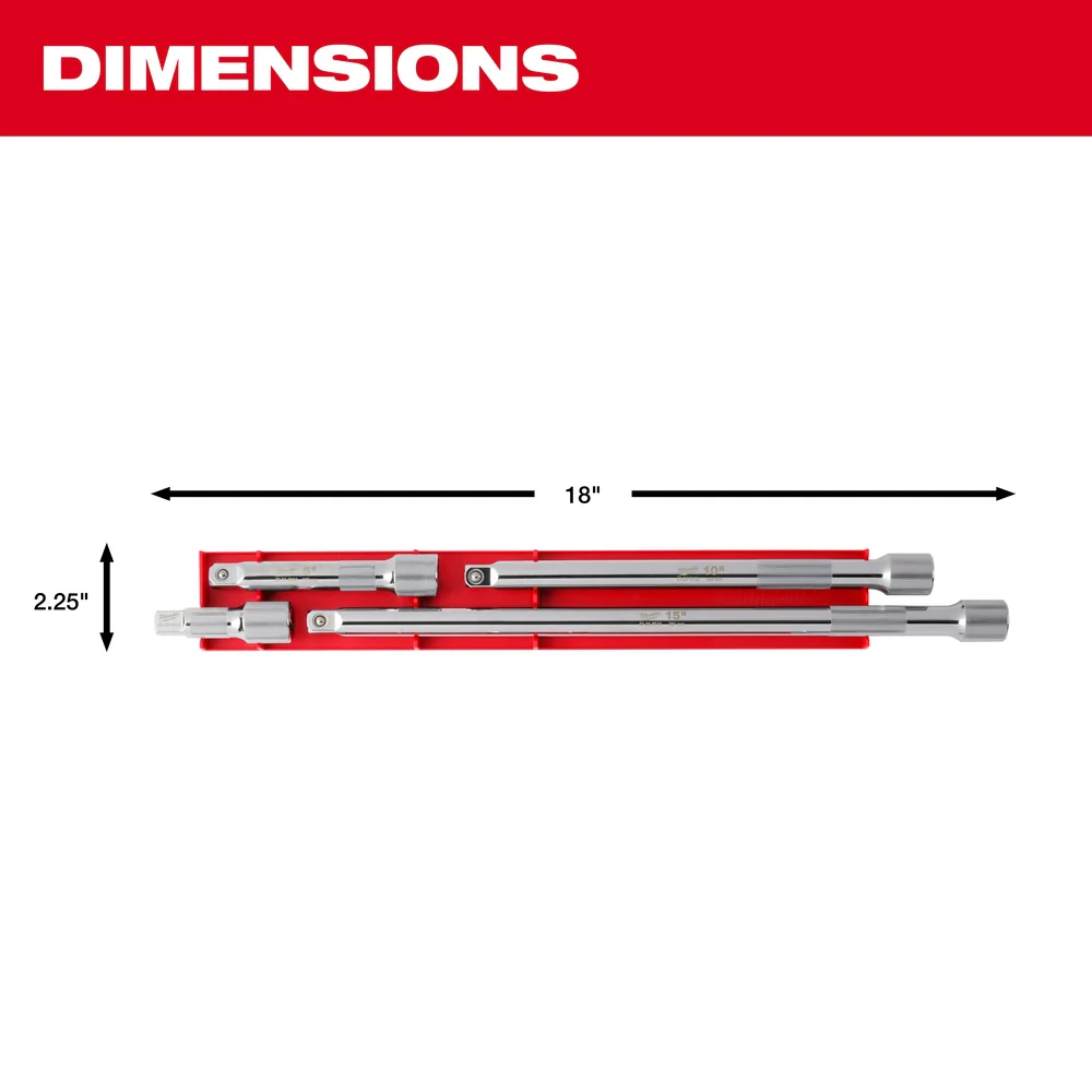 Milwaukee 48-22-9342 4pc 1/2 Inch Drive Extension Set