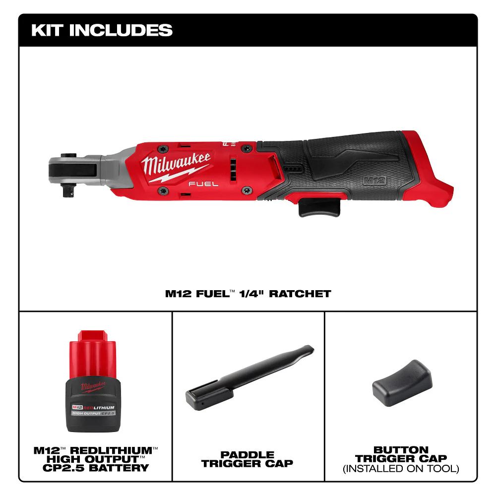 Milwaukee 3052-21 M12 FUEL 12V 1/4 Cordless Li-Ion Ratchet Kit