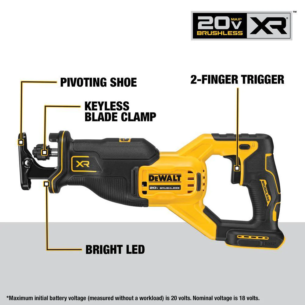 DeWALT DCK449P2 20V MAX XR Brushless 4 Tool Combo Kit w/ 5.0AH Batteries