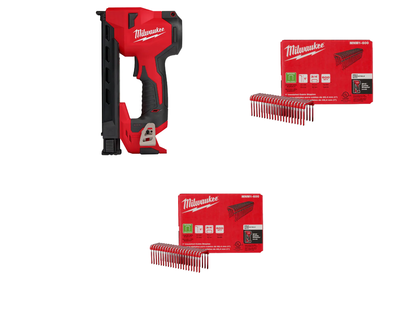 Milwaukee 2448-20x1200 M12 12V Cordless Cable Stapler w/ 1200 Staples