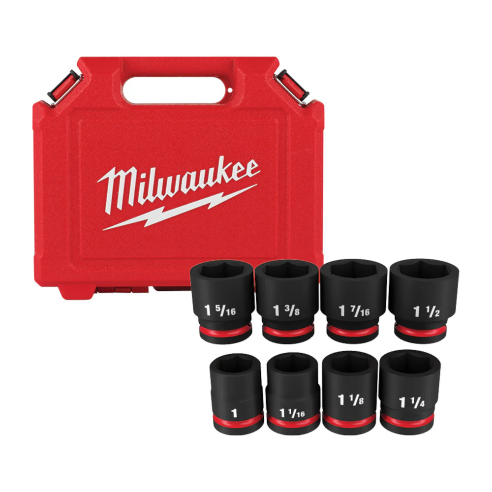 Milwaukee 49-66-7017 3/4 Drive SAE Standard 6 Point Impact Socket Set - 8 PC
