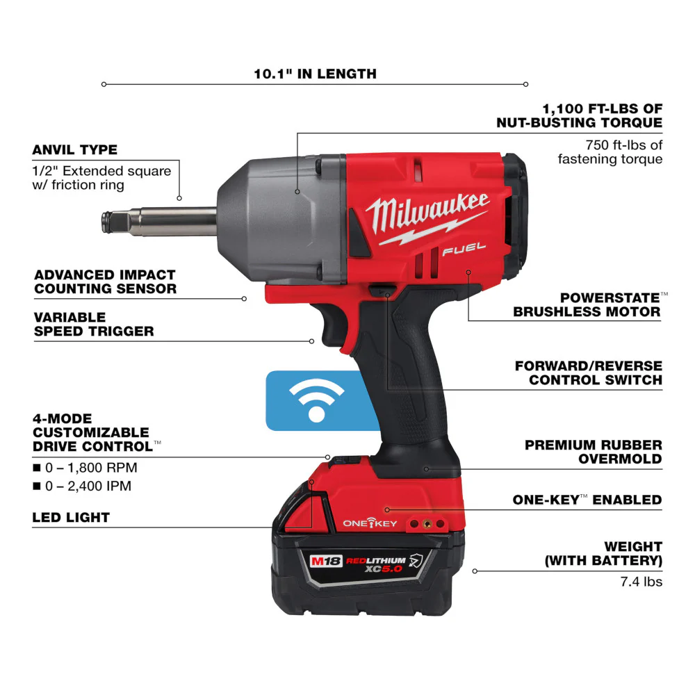 Milwaukee 2769-22R M18 FUEL 18V 1/2 ONE-KEY Controlled Torque Impact Wrench Kit