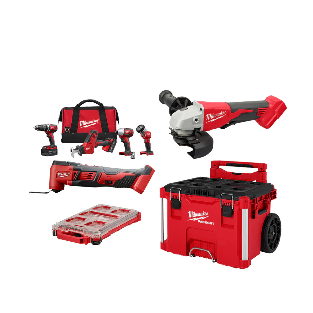 Milwaukee 2695-24POK M18 18V 4-Tool Combo Kit w/Grinder. Multi-Tool. and PACKOUT