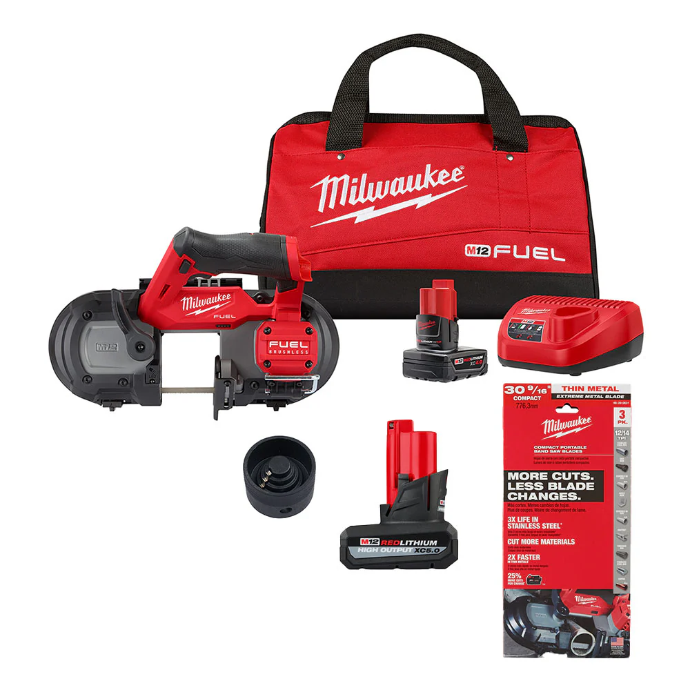 Milwaukee 2529-21XCB M12 FUEL 12V Compact Band Saw Kit w/Blades. and 2 Batteries