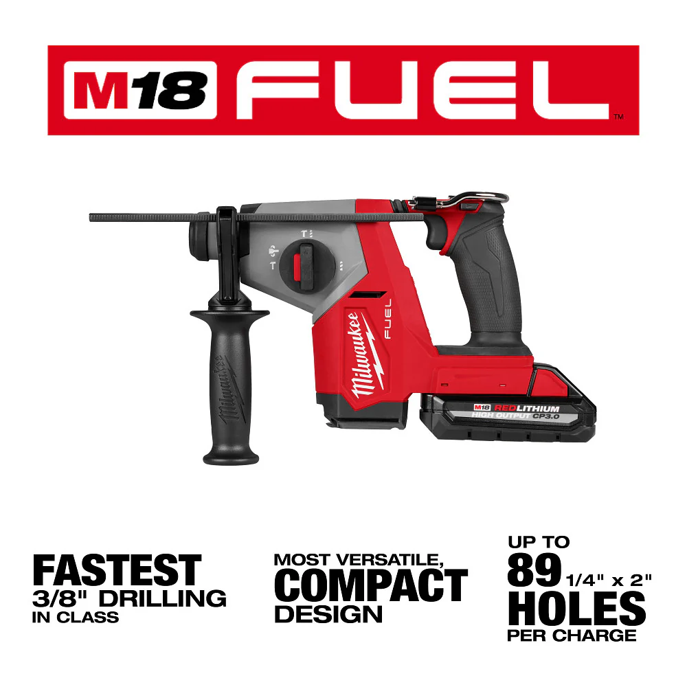 Milwaukee 2908-22DE M18 FUEL 5/8 SDS Plus Rotary Hammer w/ Dust Extractor Kit