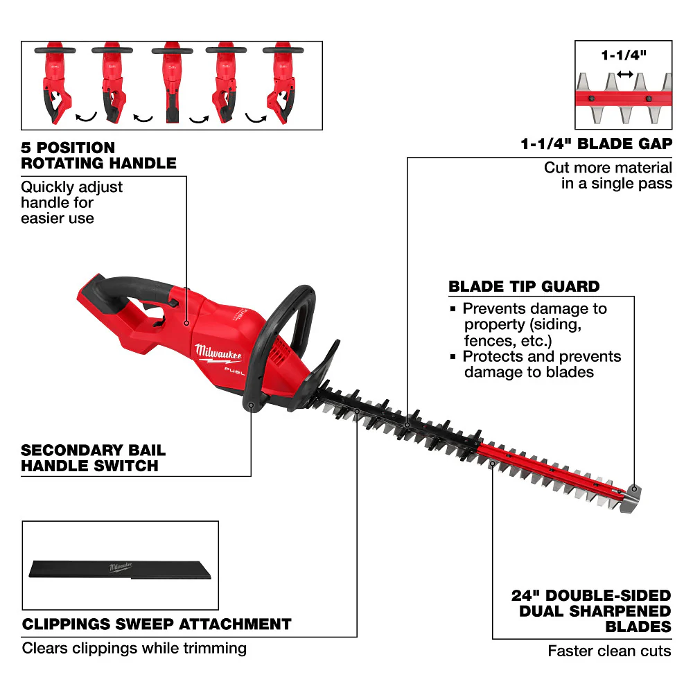 Milwaukee 3033-20 M18 FUEL 18V 24 Cordless Lithium-Ion Hedge Trimmer - Bare Tool