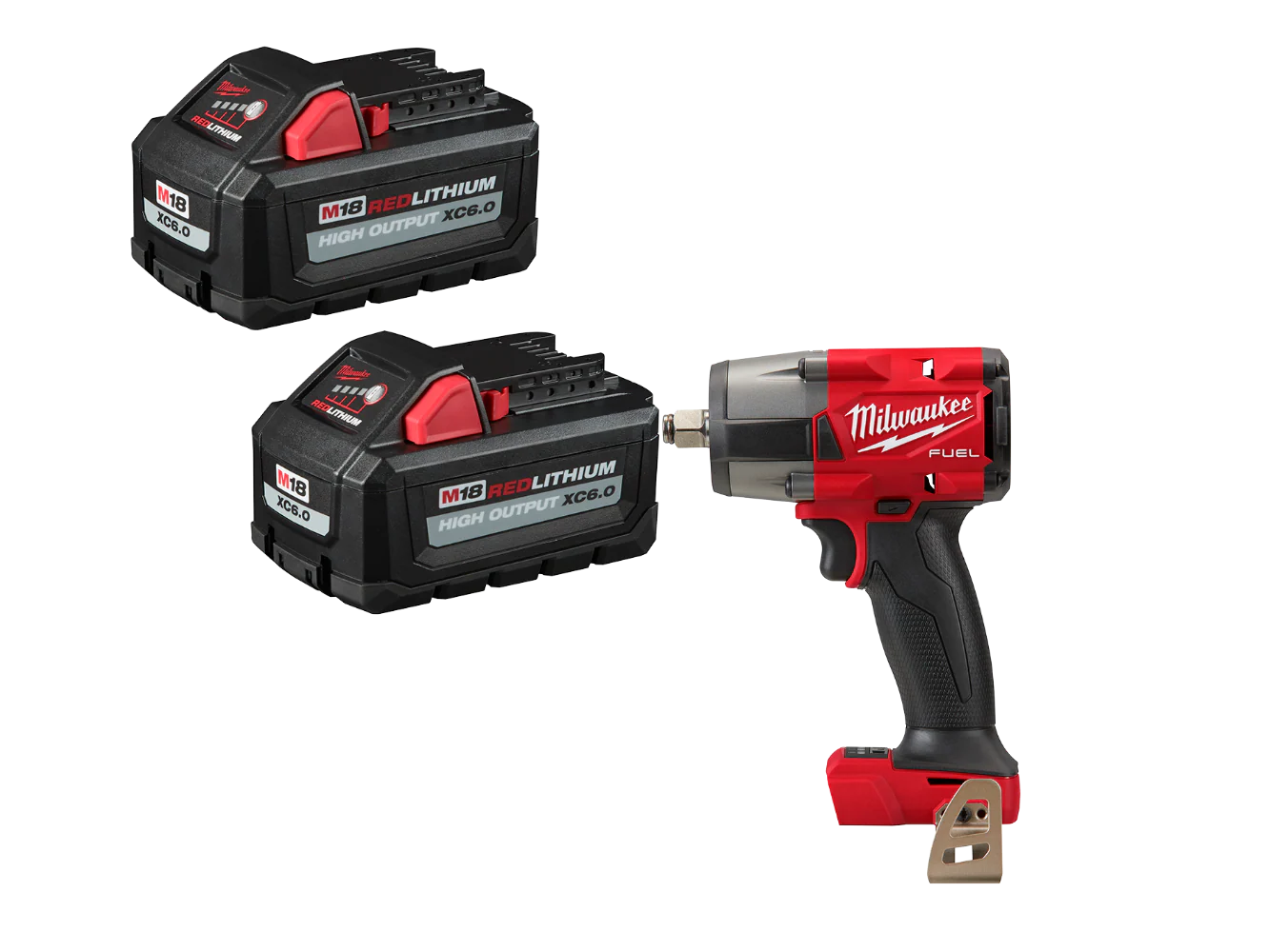 Milwaukee 2962-20BT6 M18 Mid Torque Impact w/ HIGH OUTPUT XC6.0 Battery - 2 PK