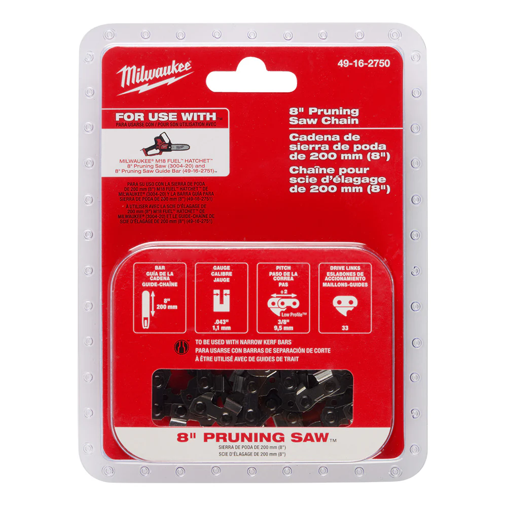 Milwaukee 49-16-2750 8 Pruning Saw Chain for M18 FUEL HATCHET Pruning Saw