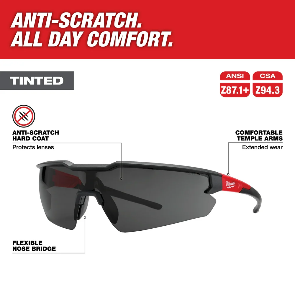 Milwaukee 48-73-2015 Safety Glasses Tinted Hard Coat Anti-Scratch Lenses