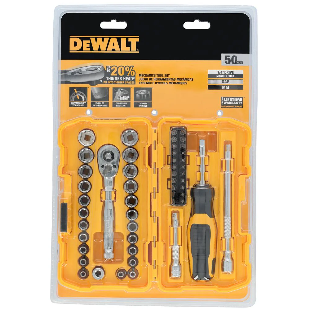 Dewalt DWMT45422 1/4 Drive Mechanics Tool Set - 50 Pieces