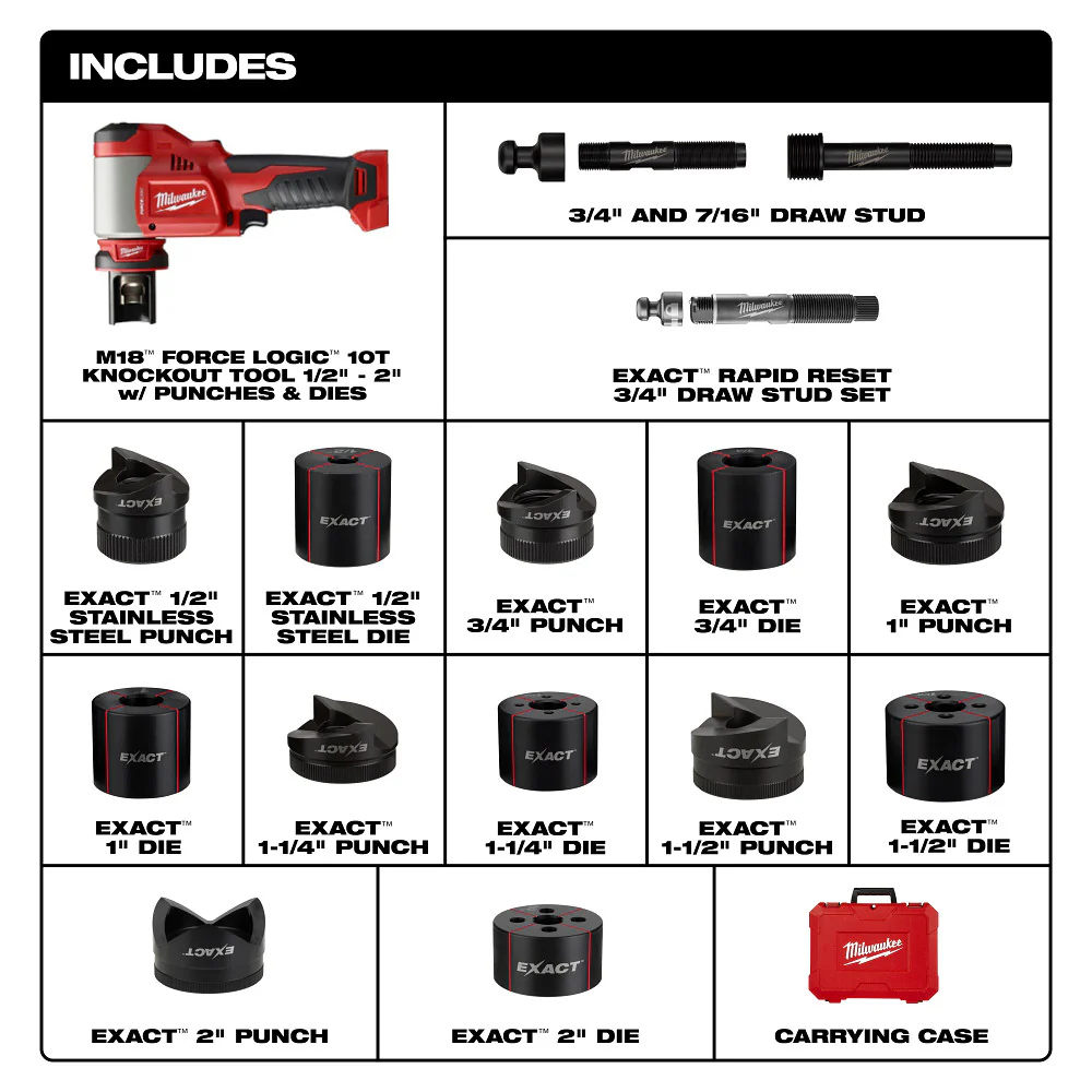 Milwaukee 2676-02 M18 FORCE LOGIC 18V 10 Ton Knockout Tool 1/2-2