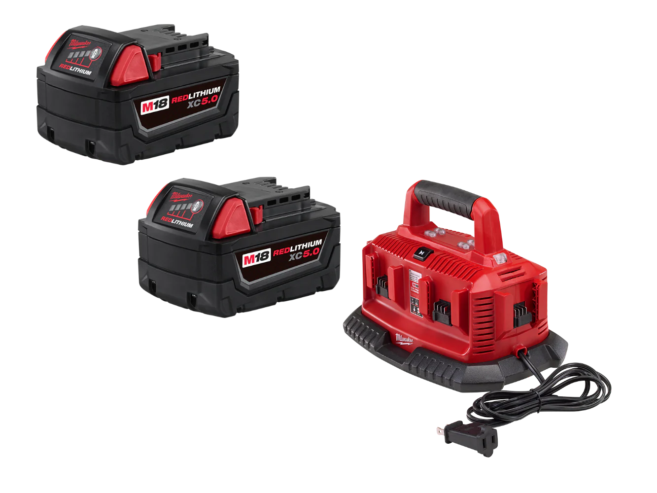 Milwaukee 48-59-1806BT5 M18 Six Pack Charger w/ XC5.0 Extended Battery - 2 PK