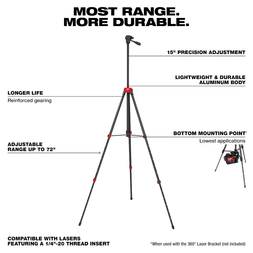 Milwaukee 48-35-1411 72 Adjustable Lightweight Durable Aluminum Laser Tripod