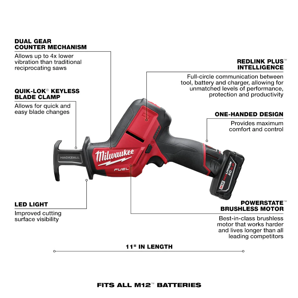 Milwaukee 2520-21XC M12 FUEL 12V HACKZALL Reciprocating Saw Kit