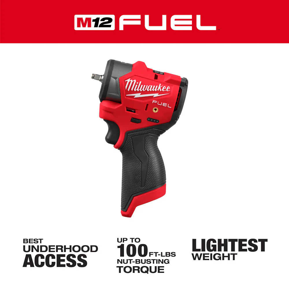 Milwaukee 3048-20 M12 FUEL 12V 1/4 Sub Compact Impact Wrench - Bare Tool