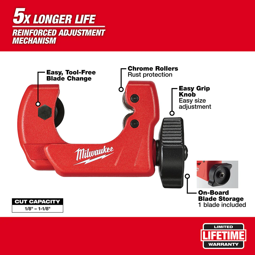 Milwaukee 48-22-4251 1 Mini Copper Tubing Cutter w/ 1/8 - 1-1/8 Cut Capacity