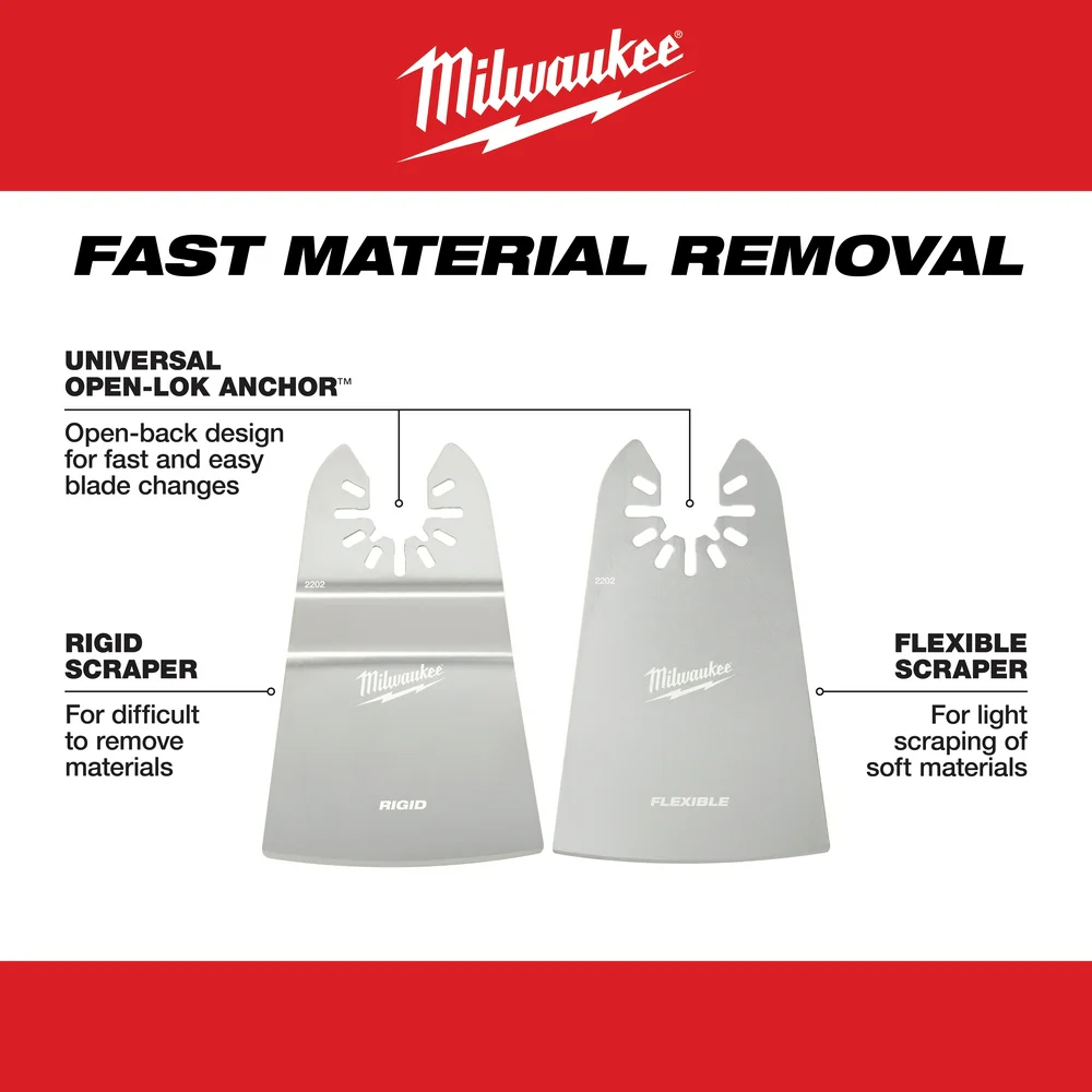 Milwaukee 49-25-2202 OPEN-LOK 2 Rigid 2 Flexible Scraper Variety Pack - 2 PC