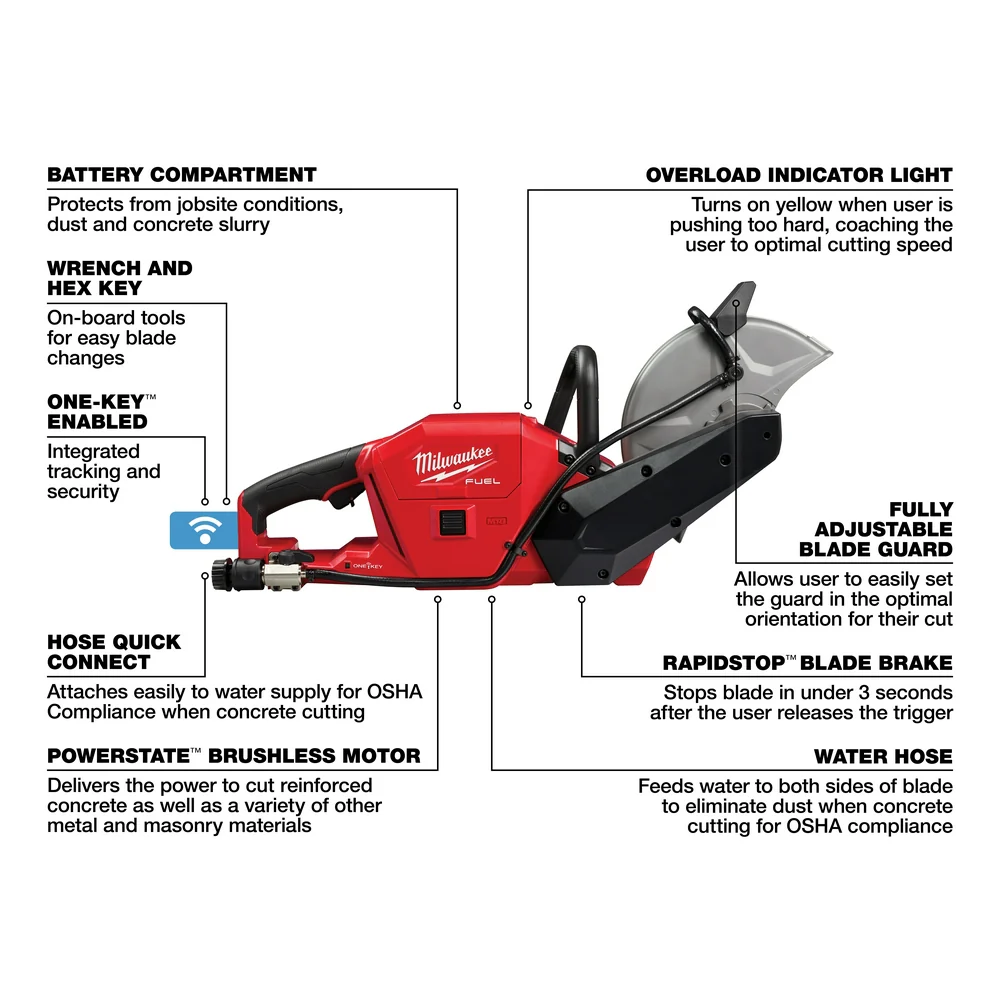 Milwaukee 2786-80 M18 FUEL 18V 9 Cut-Off Saw w/ ONE-KEY - Bare Tool Recon