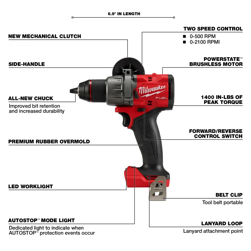 Milwaukee 2904-20 M18 FUEL 18V 1/2 Cordless Hammer Drill/Driver - Bare Tool