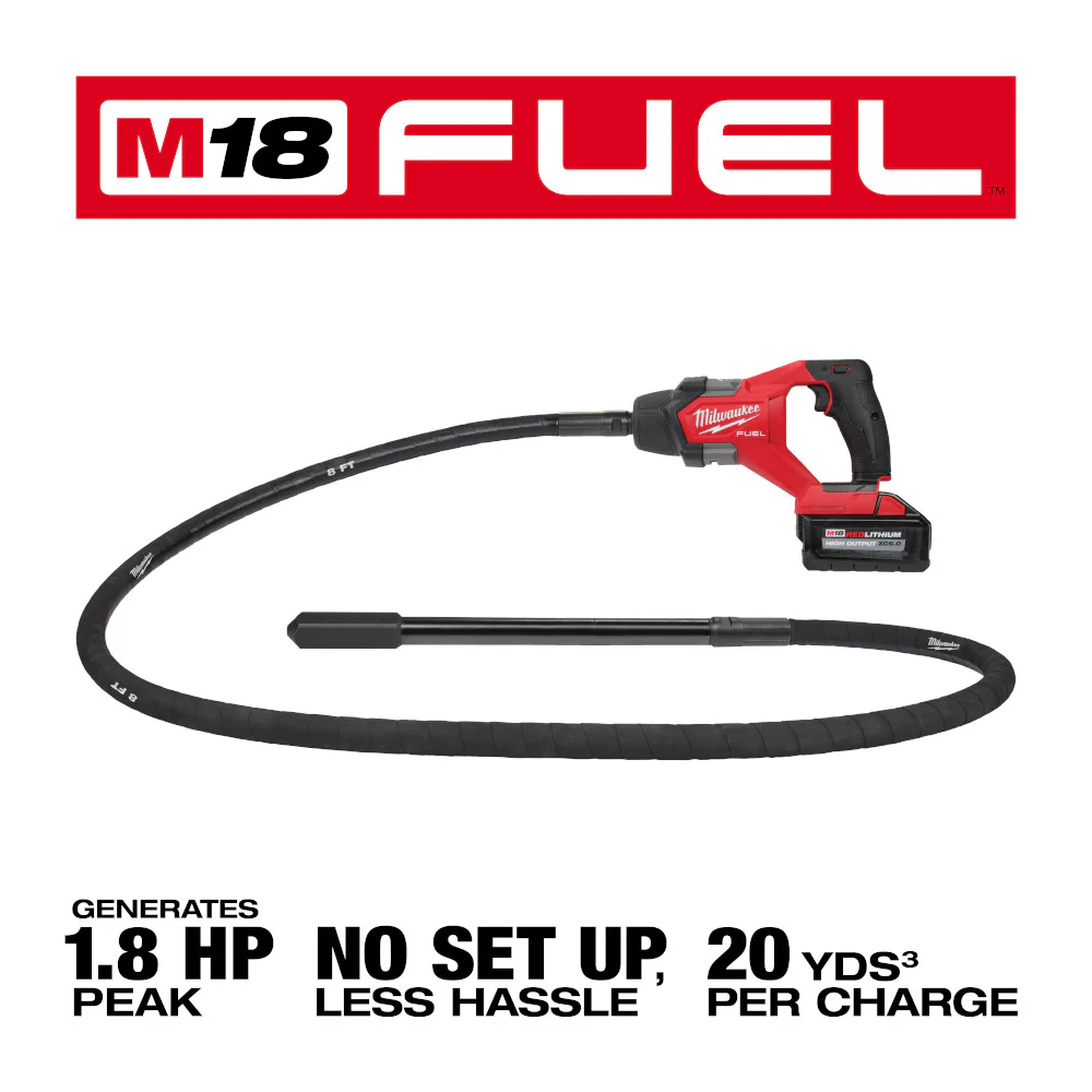 Milwaukee 2911-21 M18 FUEL 18V 8' Cordless Concrete Pencil Vibrator Kit