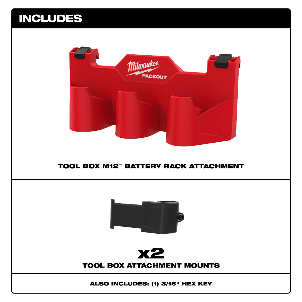 Milwaukee 48-22-8604 PACKOUT Tool Box M12 Battery Rack Attachment