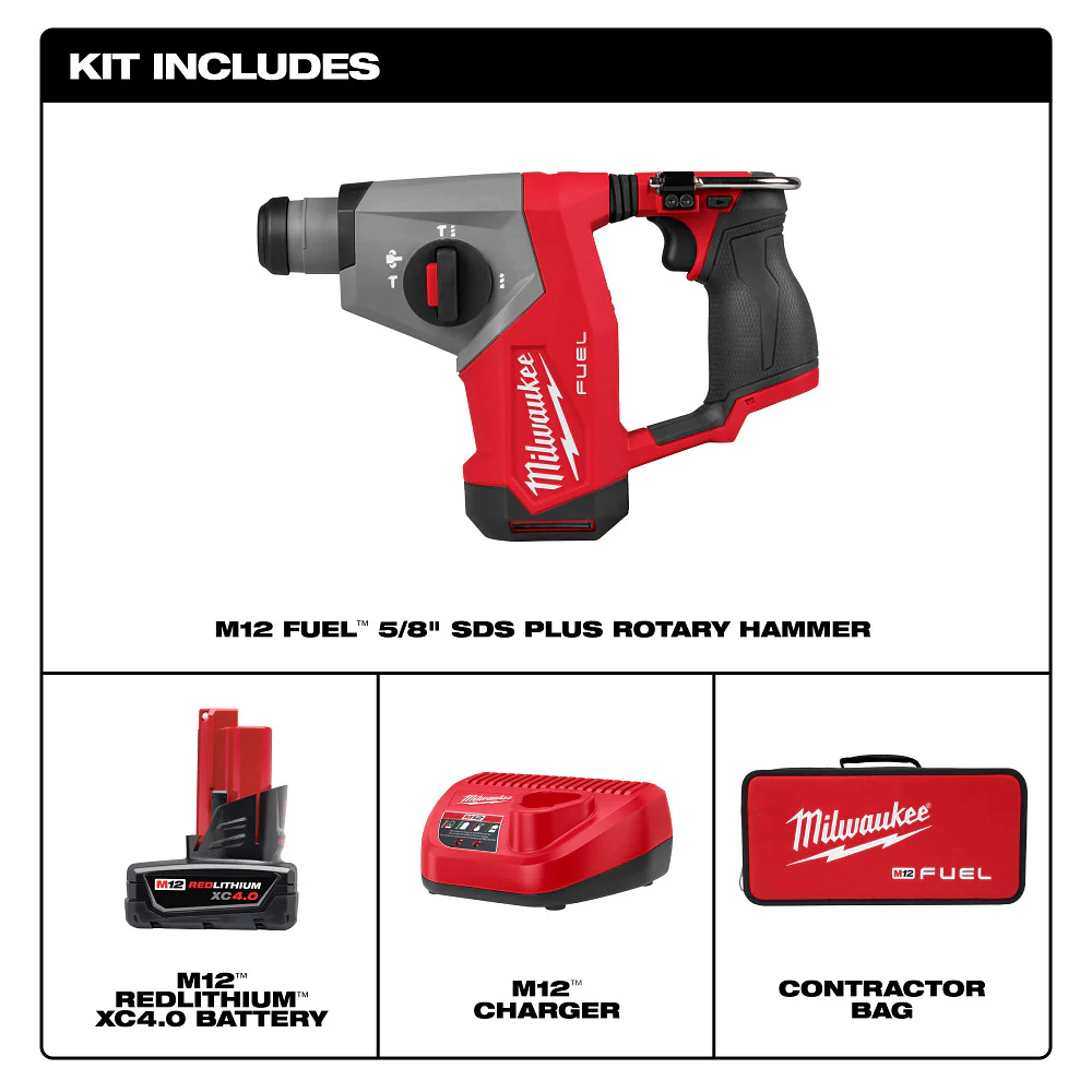 Milwaukee 2508-21XC M12 FUEL 12V 5/8 SDS Plus Rotary Hammer Kit