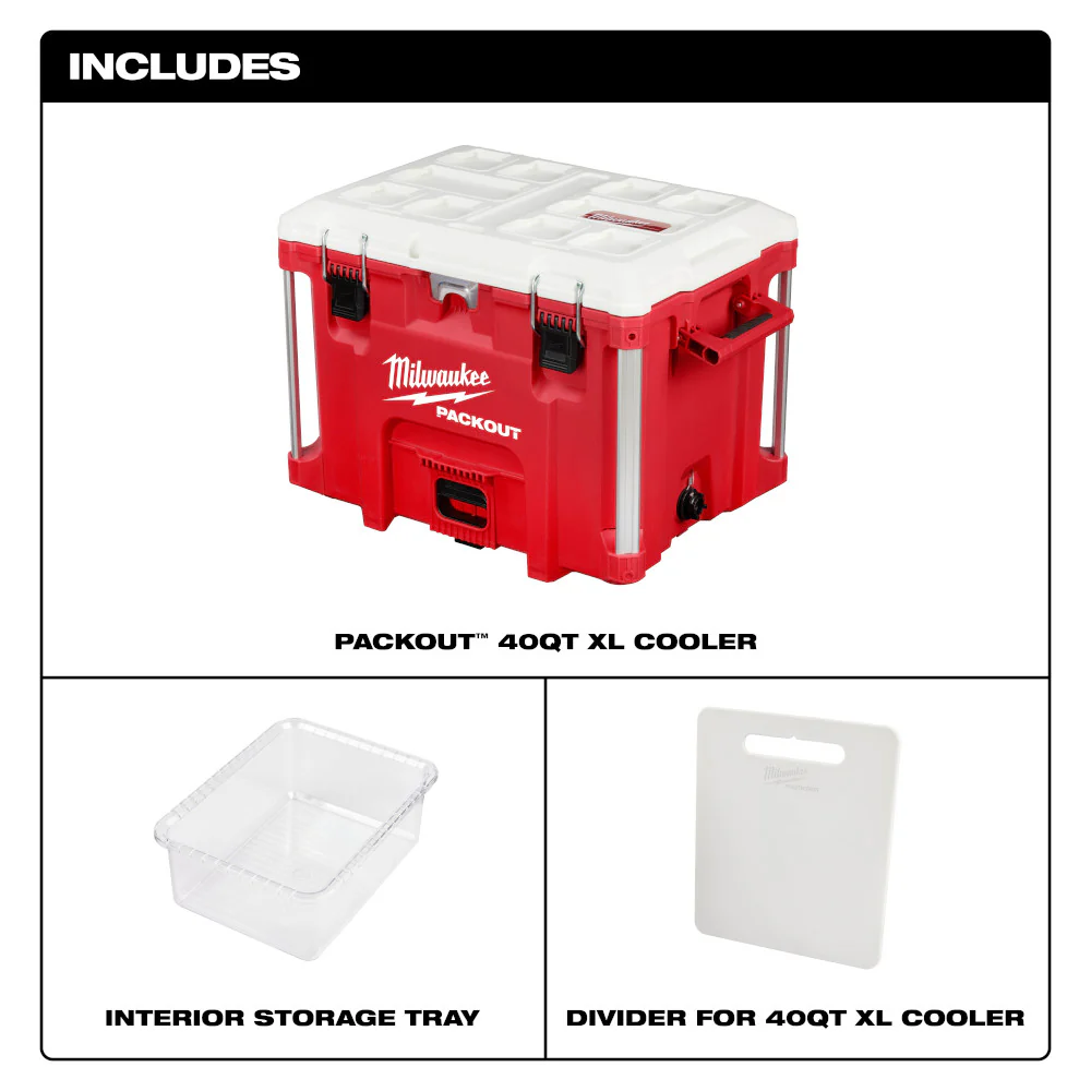 Milwaukee 48-22-8462 PACKOUT 40QT XL Cooler w/ Impact Resistant Polymer Body