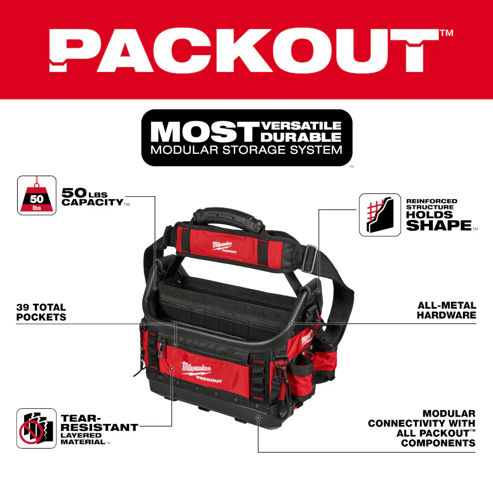 Milwaukee 48-22-8317 PACKOUT 15 Tear Resistant Ballistic Structured Tote