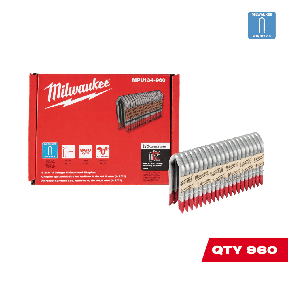 Milwaukee MPU112-960 1.5  9 Gauge Hot Dipped Galvanized Staples - 960 PC