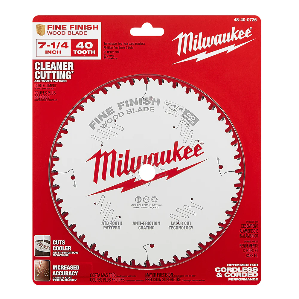 Milwaukee 48-40-0726 7-1/4 40T Fine Finish Circular Saw Wood Blade