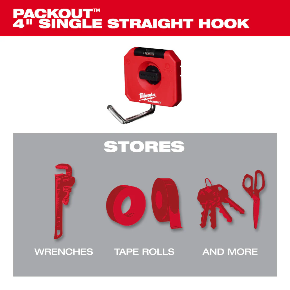 Milwaukee 48-22-8328 PACKOUT 4 Single Straight Wall Mounted Hook