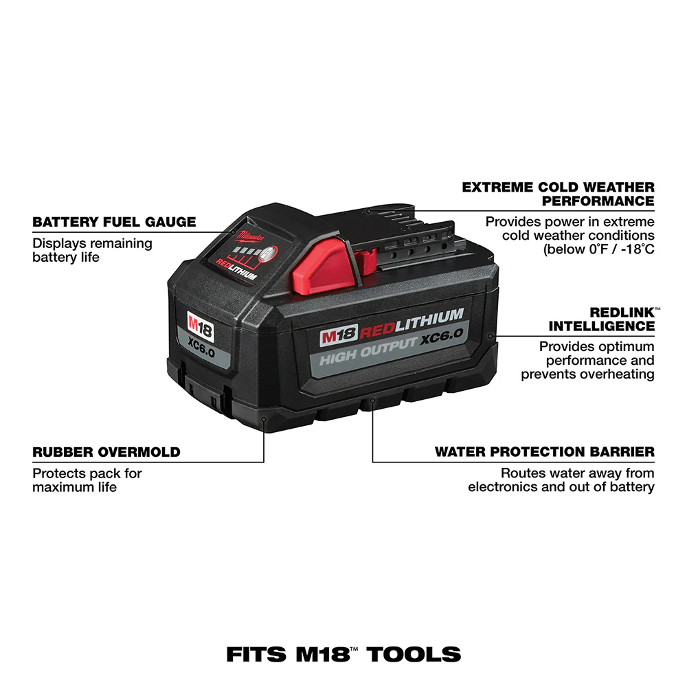 Milwaukee 3697-22x6 M18 FUEL 18V 2-Tool Combo Kit w/ 6AH Battery