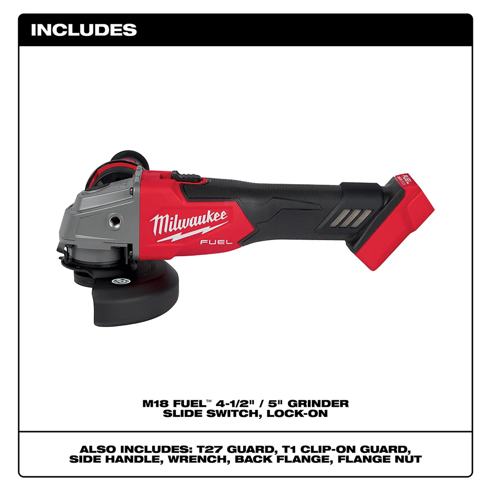 Milwaukee 2881-20 M18 FUEL 4-1/2 / 5 Grinder Slide Switch Lock-On - Bare Tool