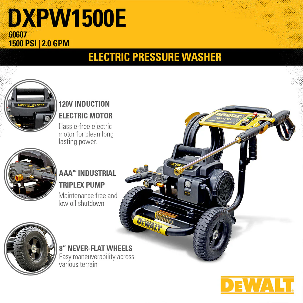 DeWALT DXPW1500E 1.500-Psi 2.0-Gpm Cold Water Commercial Pressure Washer