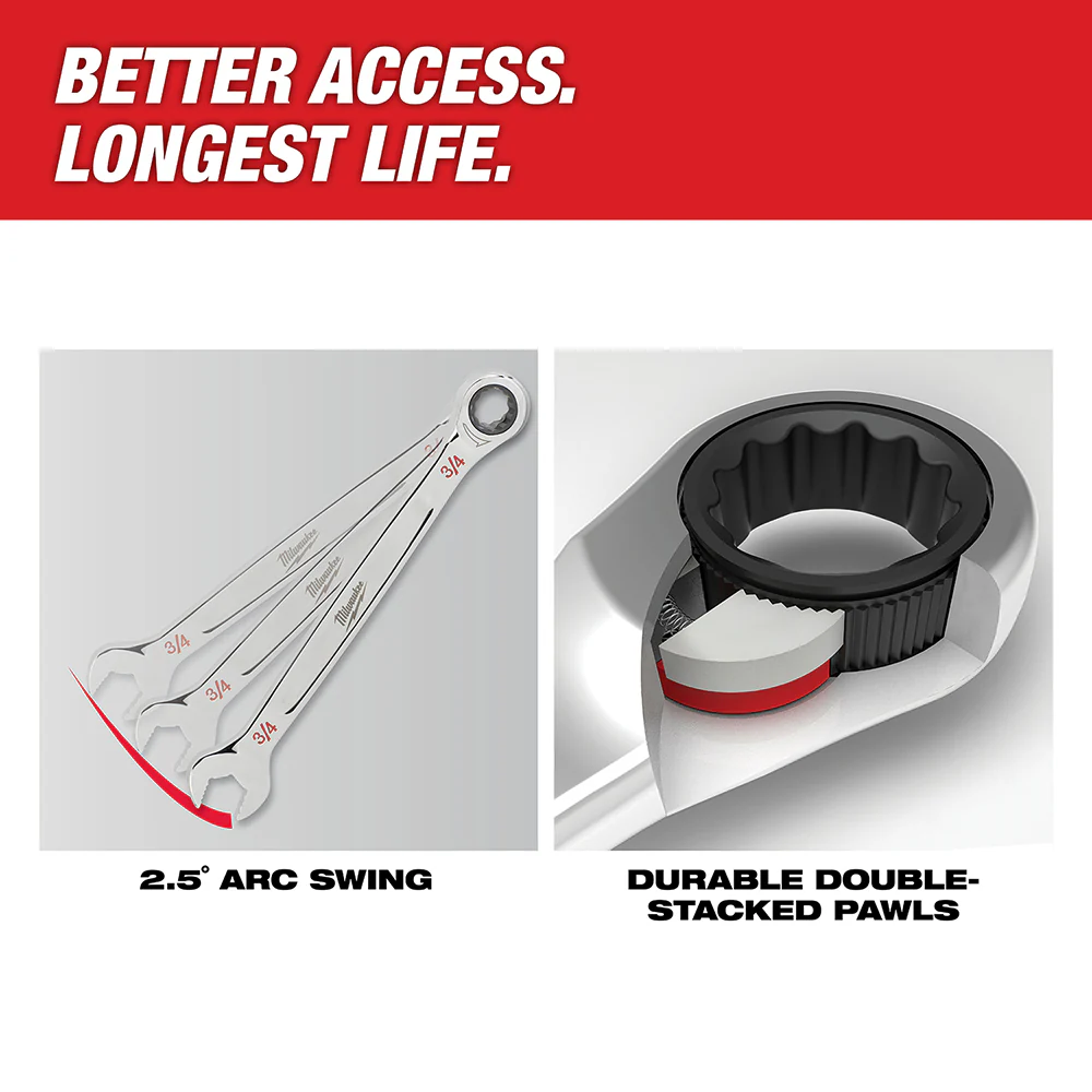 Milwaukee 48-22-9416P Ratcheting Combination Wrench SAE / Metric Set - 30 PC