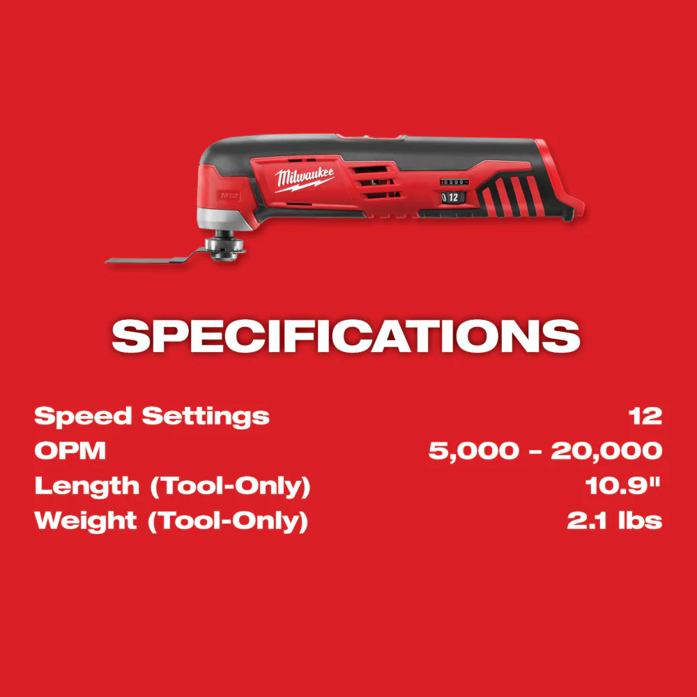 Milwaukee 2426-20 M12 12V Multi-Tool w/ Assorted Sanding Sheets - Bare Tool