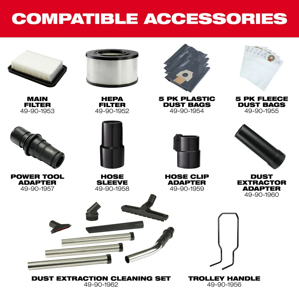 Milwaukee 8960-80 8 Gallon Corded Dust Extractor w/ Automatic Filter - Recon