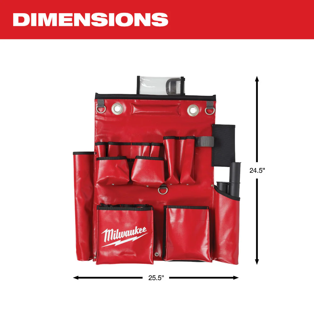 Milwaukee 48-22-8291 18 Pocket Lineman's Compact Durable Aerial Tool Apron