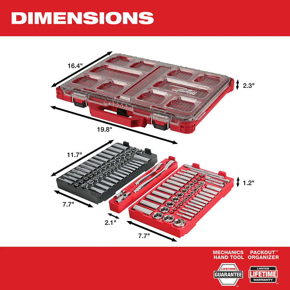 Milwaukee 48-22-9486 1/4-3/8 Ratchet Socket Set w/ PACKOUT Case - 106pc
