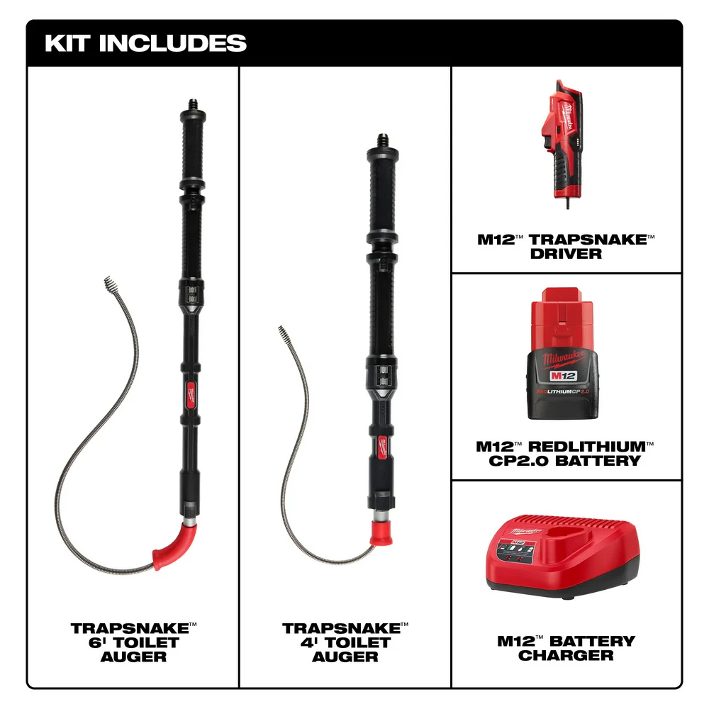 Milwaukee 3577-21 M12 12V TRAPSNAKE 2-Tool Cordless Brushed Combo Kit