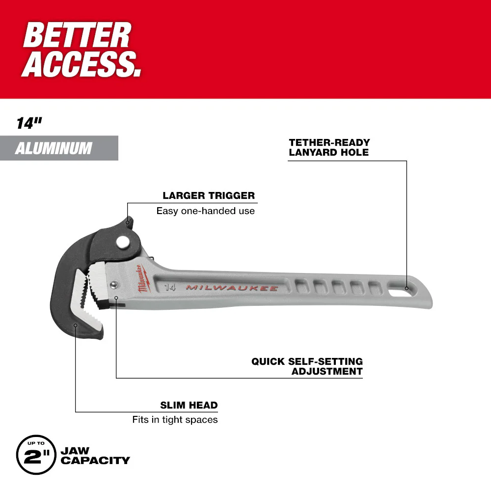 Milwaukee 48-22-7414 14 Aluminum Self-Adjusting Pipe Wrench
