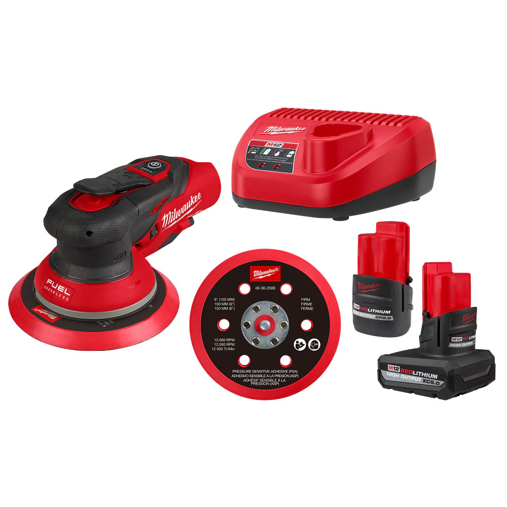 Milwaukee 2585-22CX M12 FUEL 12V 6 Random Orbital Sander Kit (3/16)