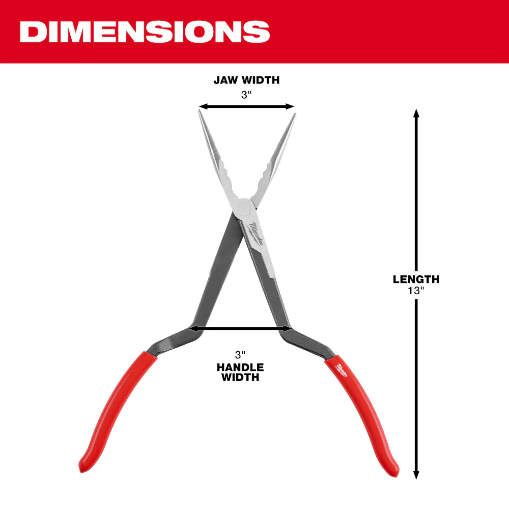 Milwaukee 48-22-6540 13 Long Reach Pliers w/ Straight Nose