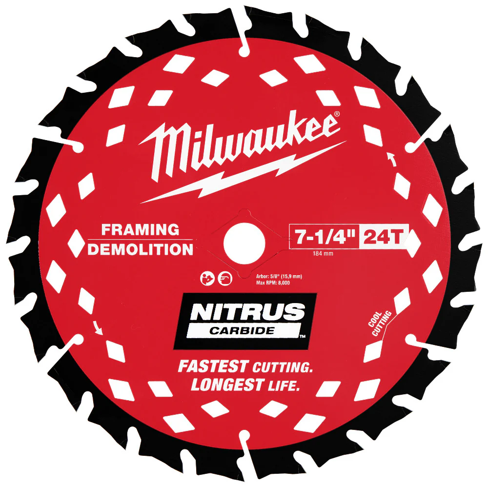 Milwaukee 48-40-0750 7-1/4 24T NITRUS Carbide�Framing Circular Saw Blade