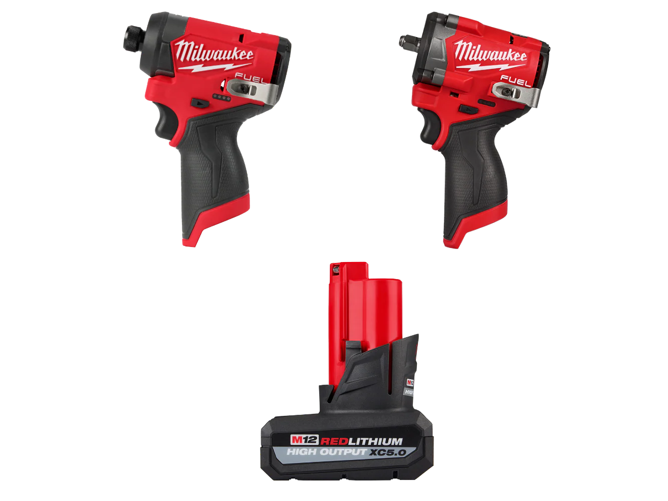 Milwaukee 3453-20x5 M12 FUEL 12V 3/8 Impact Wrench / Impact Driver Bundle