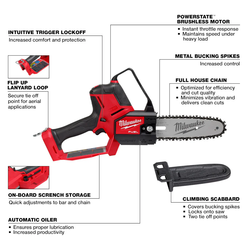 Milwaukee 3004-20B8F M18 FUEL 18V HATCHET 8 Pruning Saw w/ 8AH Forge Battery