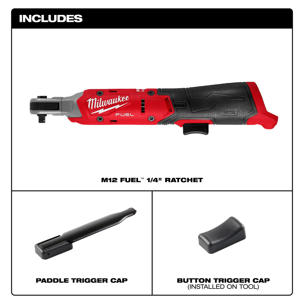 Milwaukee 3052-20 M12 FUEL 12V 1/4 Cordless Li-Ion Ratchet - Bare Tool