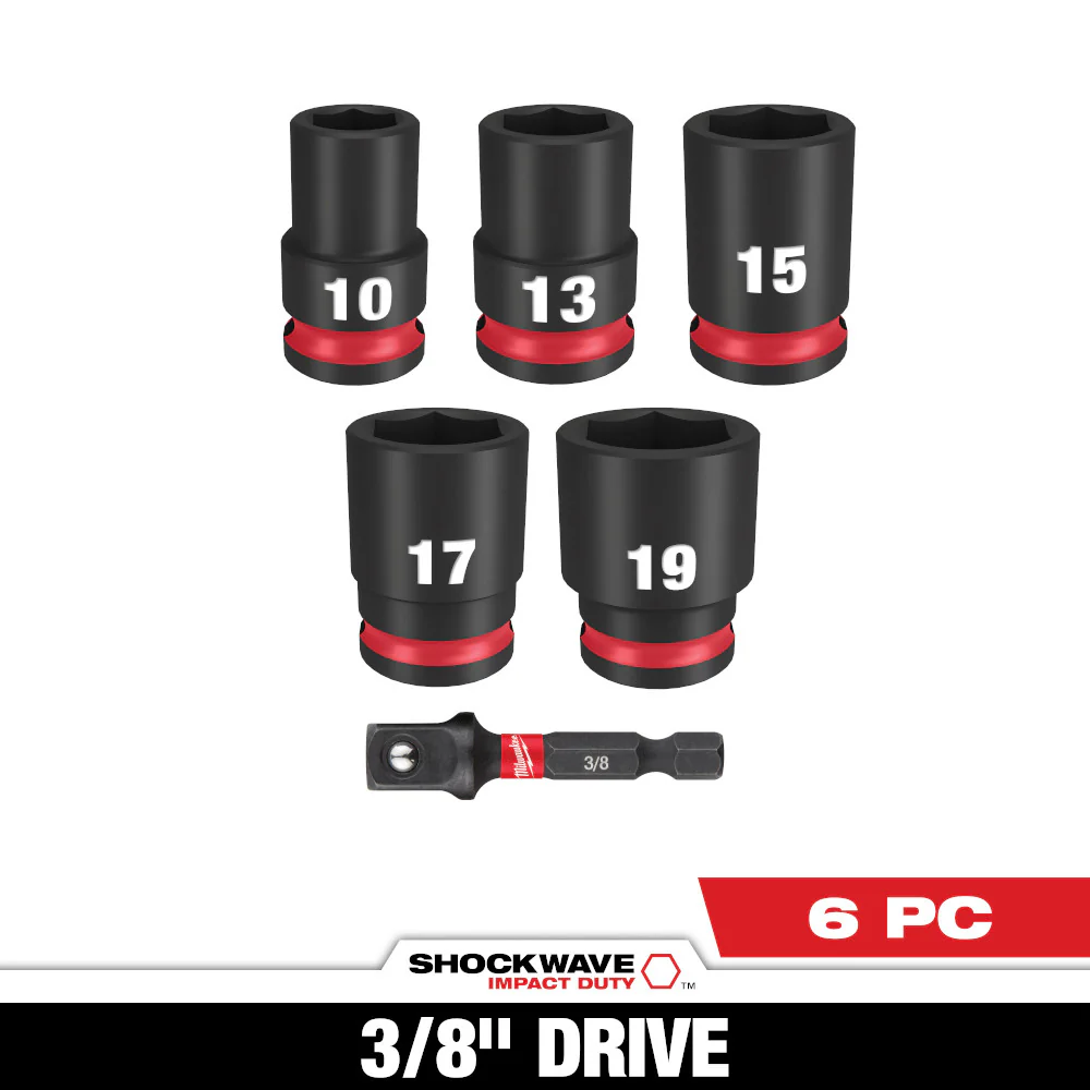 Milwaukee 49-66-7036 SHOCKWAVE 3/8 Impact Duty Drive Metric Socket Set - 6 PC